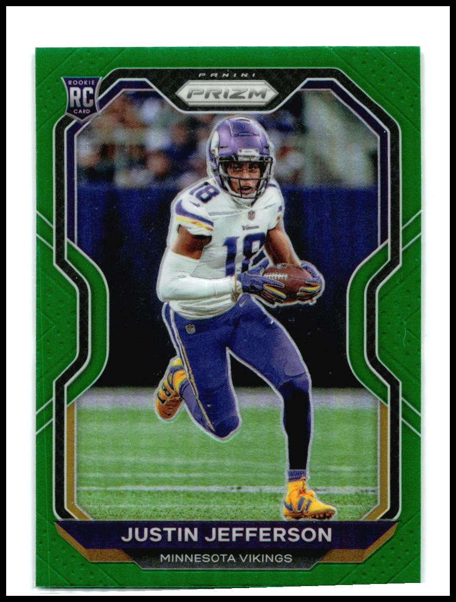 2020 Panini Prizm Prizm Green #398 Justin Jefferson Rookie Minnesota Vikings