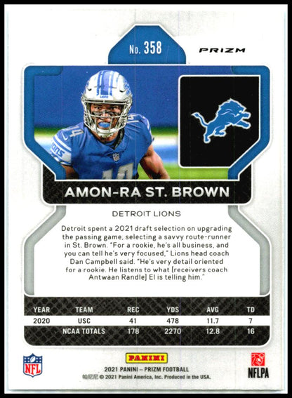 2021 Panini Prizm Blue #358 Amon-Ra St. Brown Rookie Detroit Lions