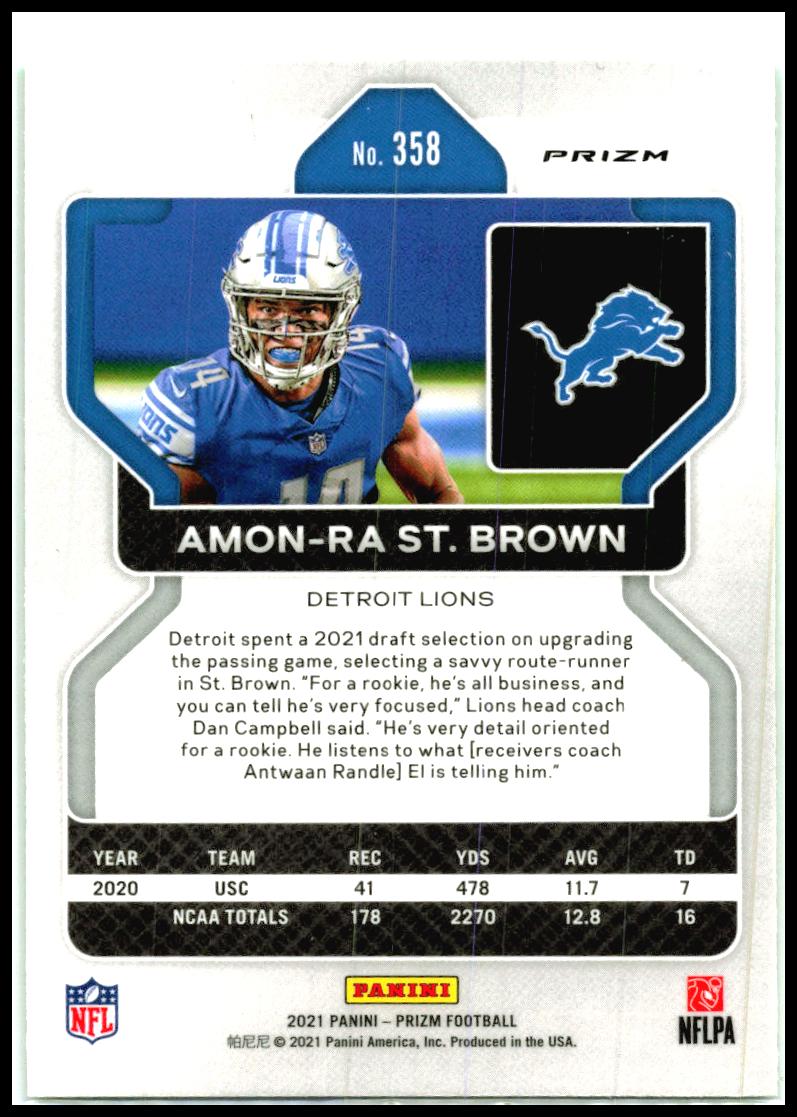 2021 Panini Prizm Neon Green Pulsar #358 Amon-Ra St. Brown Rookie Detroit Lions