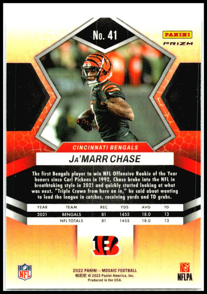 2022 Panini Mosaic Sparkle Blue SP #41 Ja'Marr Chase Cincinnati Bengals