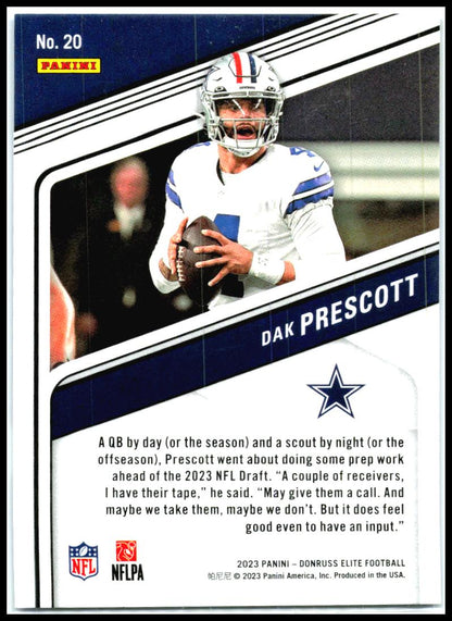 2023 Donruss Elite Status Sparkle #20 Dak Prescott #/299 Dallas Cowboys