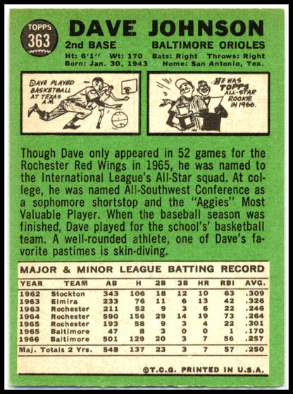 1967 Topps #363 Dave Johnson Baltimore Orioles