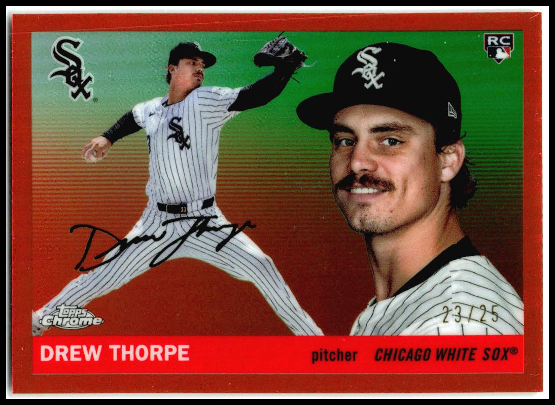 2025 Topps Chrome Platinum Orange Refractors #372 Drew Thorpe Rookie White Sox