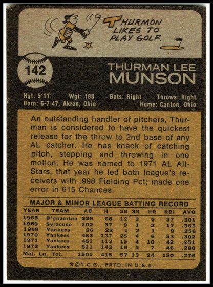 1973 Topps #142 Thurman Munson New York Yankees