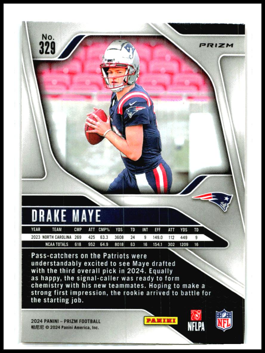2024 Panini Prizm Lazer #329 Drake Maye Rookie New England Patriots