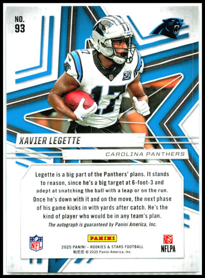 2025 Panini Rookies & Stars Auto #93 Xavier Legette Auto Carolina Panthers