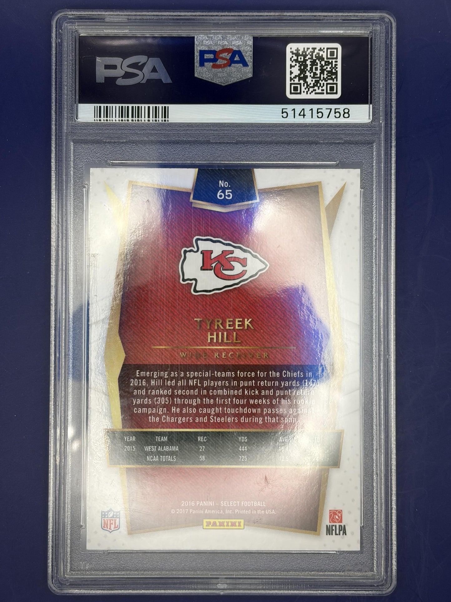 2016 Panini Select Tri-Color Prizm #65 Tyreek Hill