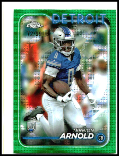 2024 Topps Chrome Green Sonar Refractor #228 Terrion Arnold Rookie Lions