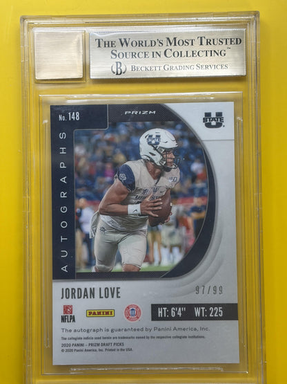 2020 Panini Prizm Draft Picks Auto Red White and Blue /99 #148 Jordan Love