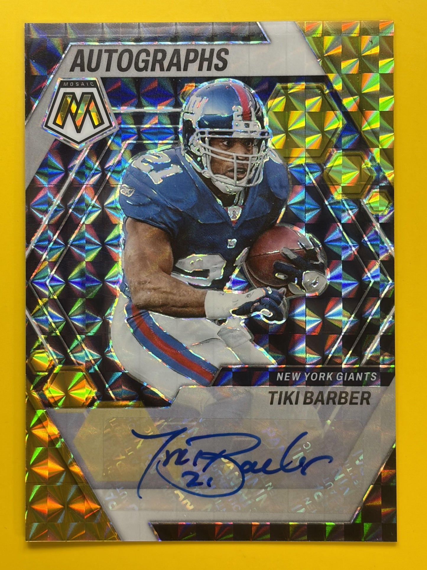 2023 Panini Mosaic Autographs Mosaic Gold #/10 #AM-TB Tiki Barber Auto Giants