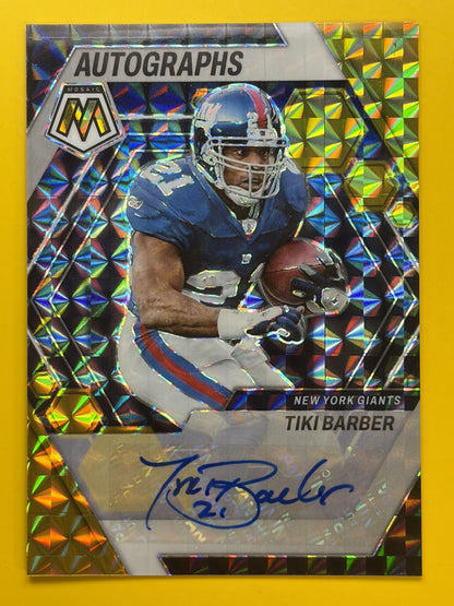 2023 Panini Mosaic Autographs Mosaic Gold #/10 #AM-TB Tiki Barber Auto Giants