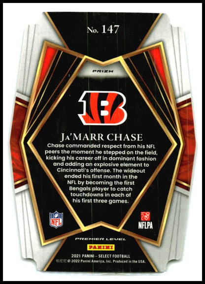 2021 Panini Select Silver Prizm Die Cut #147 Ja'Marr Chase Rookie Bengals