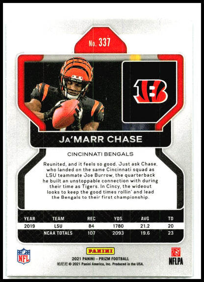 2021 Panini Prizm #337 Ja'Marr Chase Rookie Cincinnati Bengals