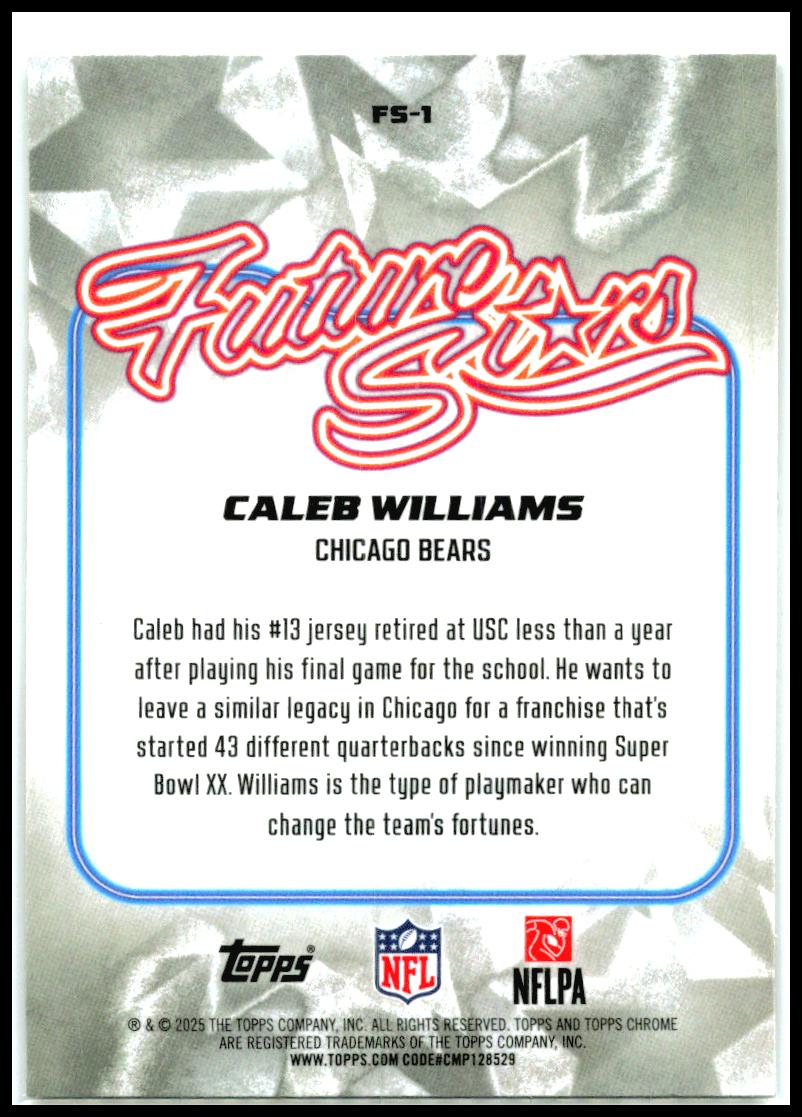 2025 Topps Chrome Future Stars #FS-1 Caleb Williams Chicago Bears