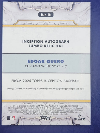 2025 Topps Inception Jumbo Relic Hat MLB Logo #/5 #IAJH-EQ Edgar Quero