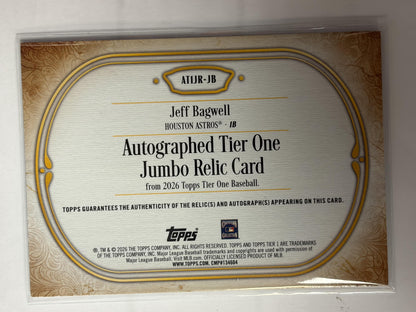 2026 Topps Tier One Jumbo Relic Auto Green #/199 #ATIJR-JB Jeff Bagwell Astro