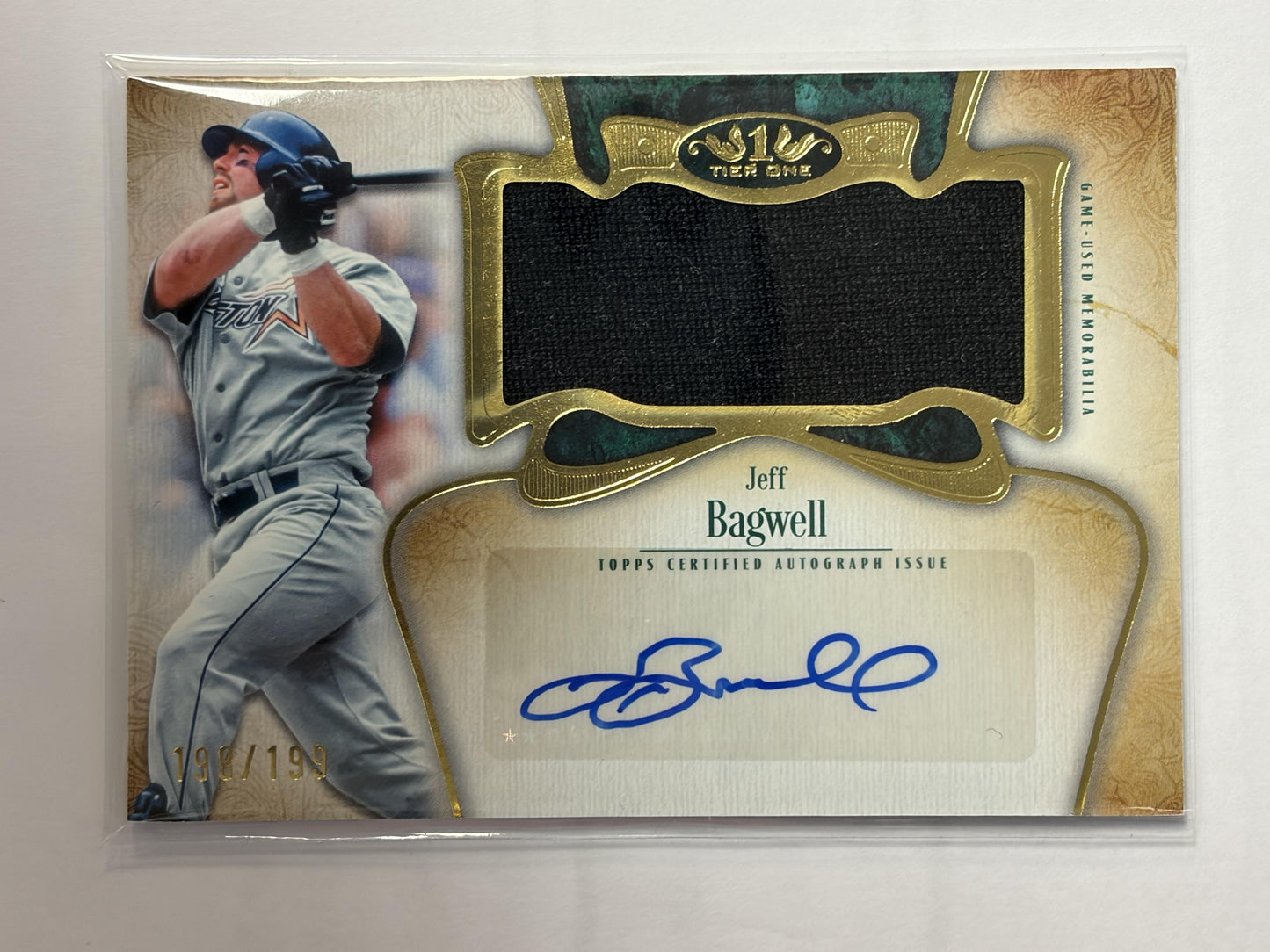 2026 Topps Tier One Jumbo Relic Auto Green #/199 #ATIJR-JB Jeff Bagwell Astro