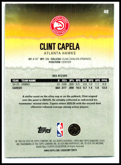 2025-26 Topps Signature Class Indigo #48 Clint Capela #/175 Atlanta Hawks
