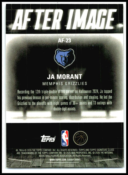 2025-26 Topps Signature Class After Image Red #AF-23 Ja Morant Grizzlies
