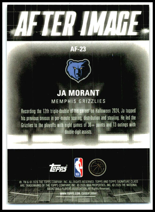 2025-26 Topps Signature Class After Image Red #AF-23 Ja Morant Grizzlies
