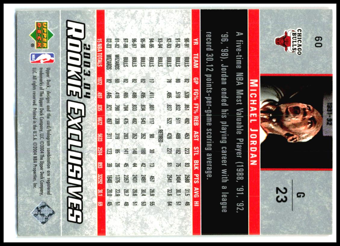 2003-04 Upper Deck Rookie Exclusives #60 Michael Jordan Chicago Bulls