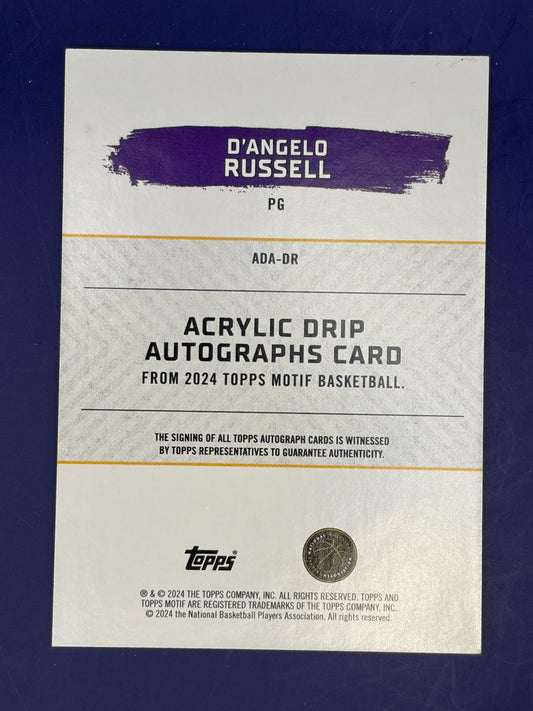2023-24 Topps Motif Acrylic Drip Auto Ultramarine Blue # D'Angelo Russell AU