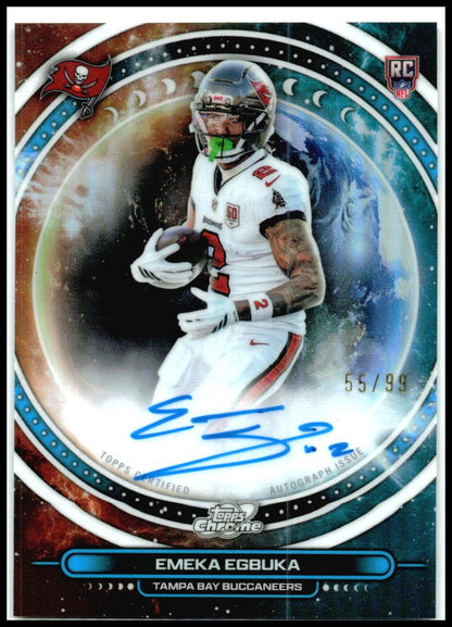 2025 Topps Chrome Cosmic Auto Blue Moon Refractor /99 #EQA-EE Emeka Egbuka AU
