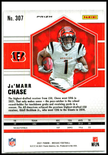 2021 Panini Mosaic Prizm Camo Pink #307 Ja'Marr Chase RC Cincinnati Bengals