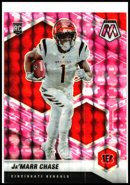 2021 Panini Mosaic Prizm Camo Pink #307 Ja'Marr Chase RC Cincinnati Bengals