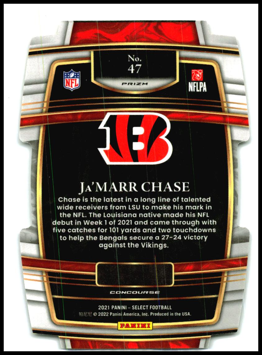 2021 Panini Select Black and Gold Prizm Die Cut #47 Ja'Marr Chase RC Bengals