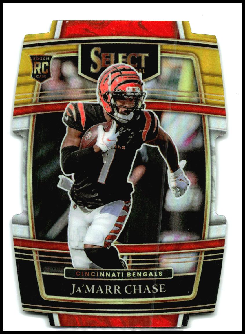 2021 Panini Select Black and Gold Prizm Die Cut #47 Ja'Marr Chase RC Bengals