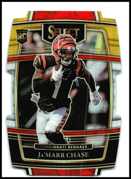 2021 Panini Select Black and Gold Prizm Die Cut #47 Ja'Marr Chase RC Bengals