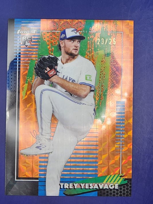 2026 Topps Finest Orange Geometric /25 #96 Trey Yesavage