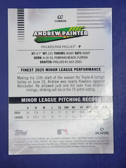 2026 Topps Finest Pink #/250 #86 Andrew Painter