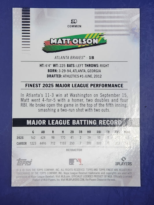 2026 Topps Finest Refractor #28 Matt Olson