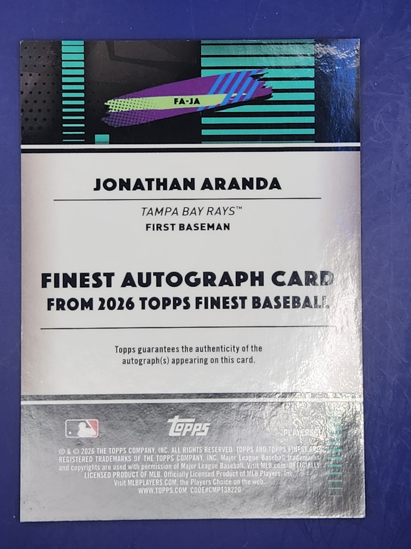 2026 Topps Finest Auto Red Geometric /5 #FA-JA Jonathan Aranda