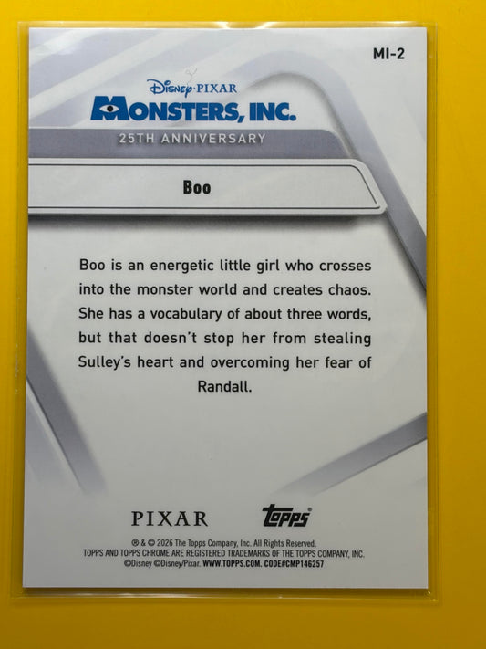 2026 Topps Chrome Disney Monsters, Inc. 25th Anniversary #MI-2 Boo