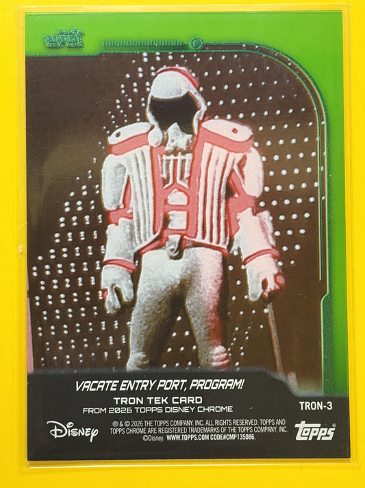 2026 Topps Chrome Disney TRON TEK Black /10 #TRON-3 VACATE ENTRY PORT, PROGRAM!