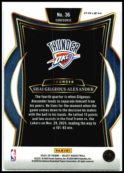 2024-25 Panini Select Silver Prizm #36 Shai Gilgeous-Alexander Thunder