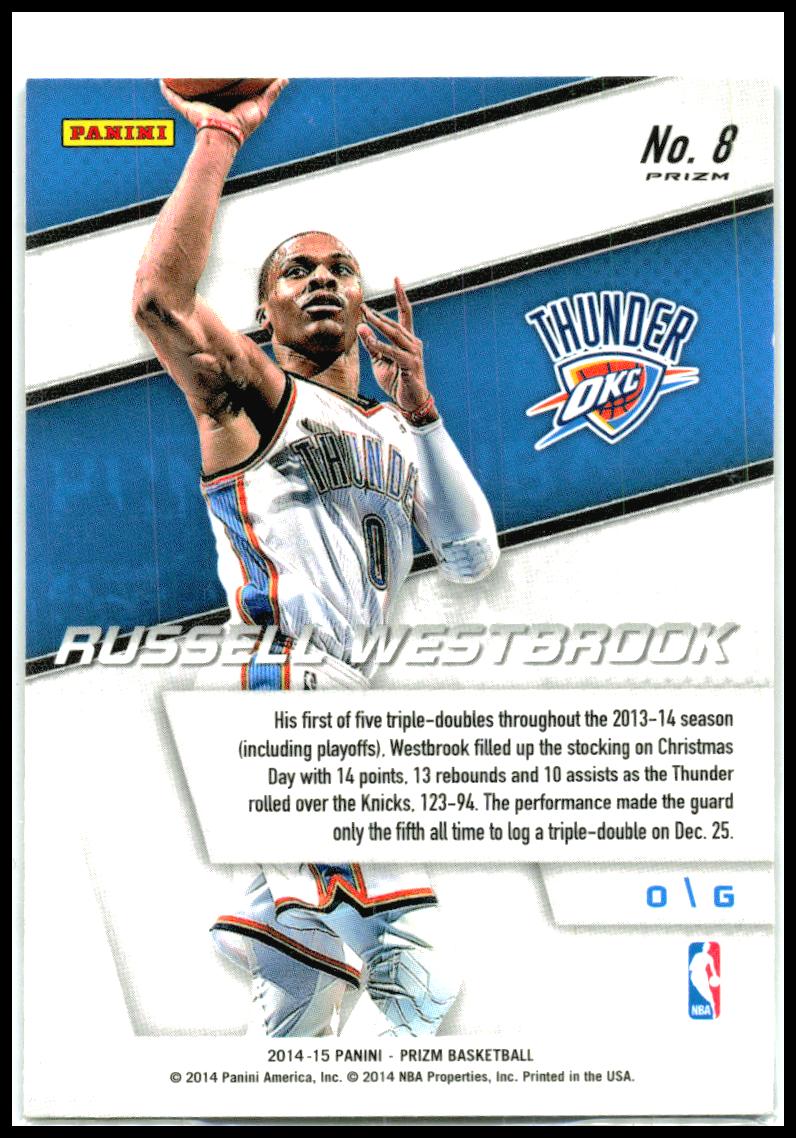 2014-15 Panini Prizm Representatives #8 Russell Westbrook Oklahoma City Thunder