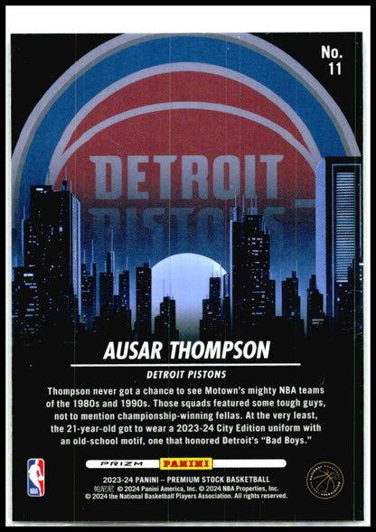 2023-24 Hoops Premium Stock City Edition Silver Prizm #11 Ausar Thompson Pistons
