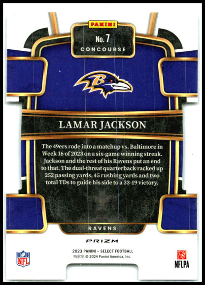 2023 Panini Select Silver Prizms Die Cuts #7 Lamar Jackson Baltimore Ravens