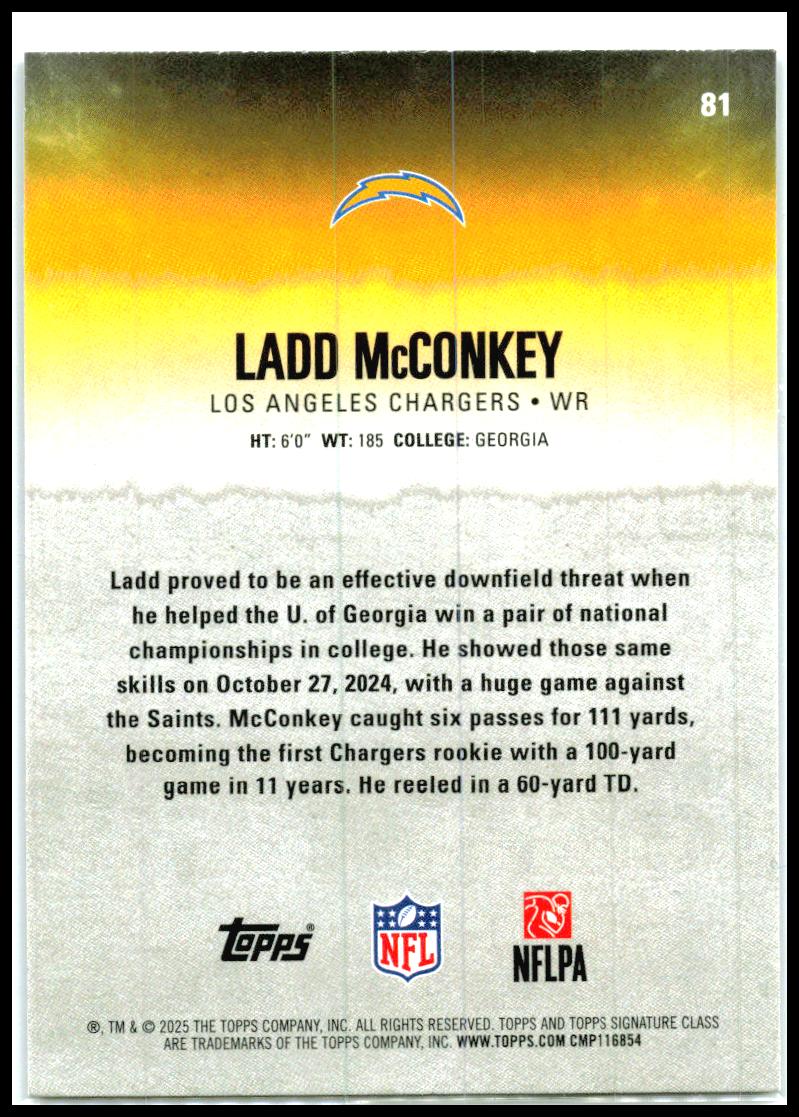 2025 Topps Signature Class Green & Purple #81 Ladd McConkey Los Angeles Chargers