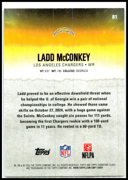 2025 Topps Signature Class Green & Purple #81 Ladd McConkey Los Angeles Chargers