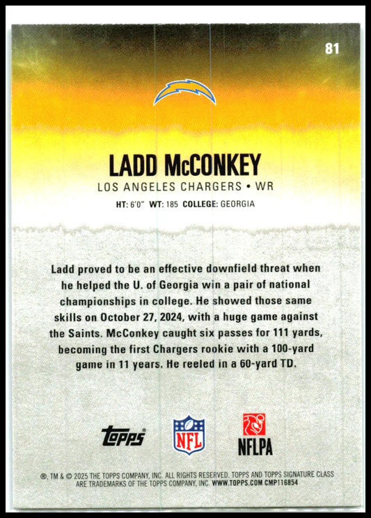 2025 Topps Signature Class Green & Purple #81 Ladd McConkey Los Angeles Chargers