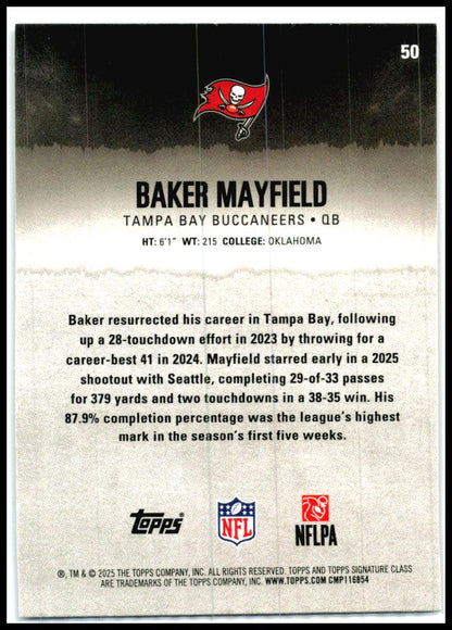2025 Topps Signature Class Magenta #50 Baker Mayfield #/250 Tampa Bay Buccaneers