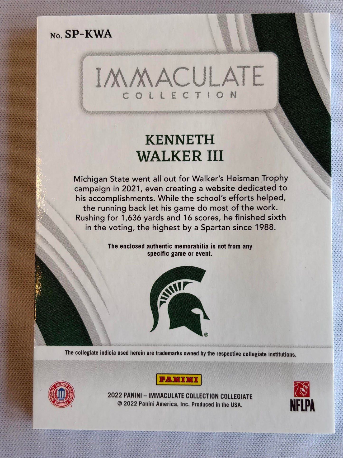 2022 Immaculate Collegiate Immaculate Sneak Peek #SP-KWA Kenneth Walker III