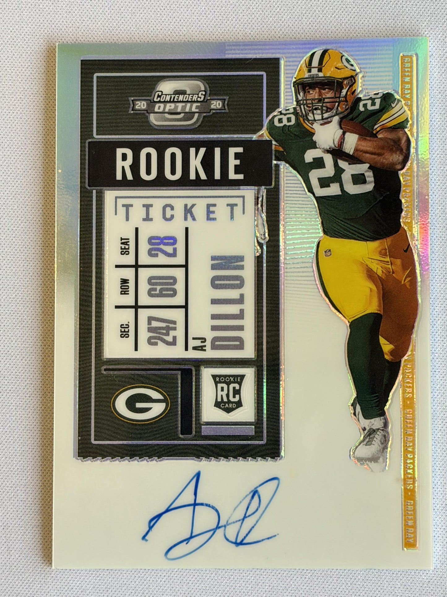 2020 Panini Contenders Optic Rookie Auto #126 AJ Dillon Rookie Auto Packers
