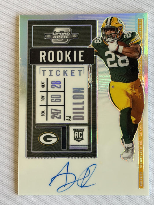 2020 Panini Contenders Optic Rookie Auto #126 AJ Dillon Rookie Auto Packers
