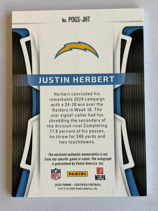 2025 Panini Certified Piece of the Game Signatures Green # Justin Herbert Auto